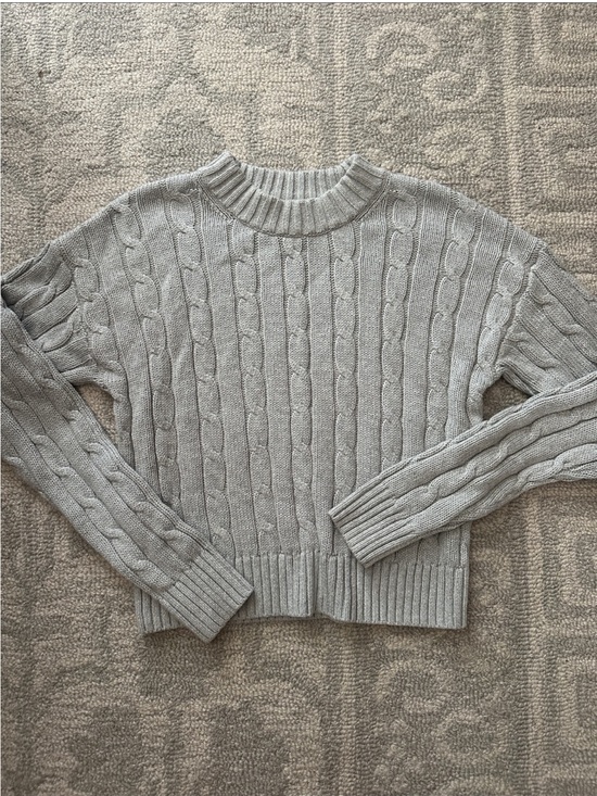 GAP Sweaters - Gap 100% Cotton Cable-Knit Cropped Grey Sweater | XS